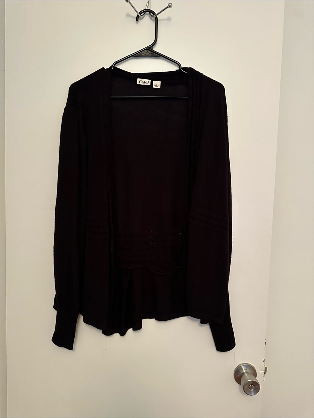 Cato Black Open-Front Women's Cardigan